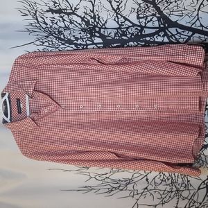 Luciano Ridolfi Red And White Checkered Plaid Button Up Dress Shirt